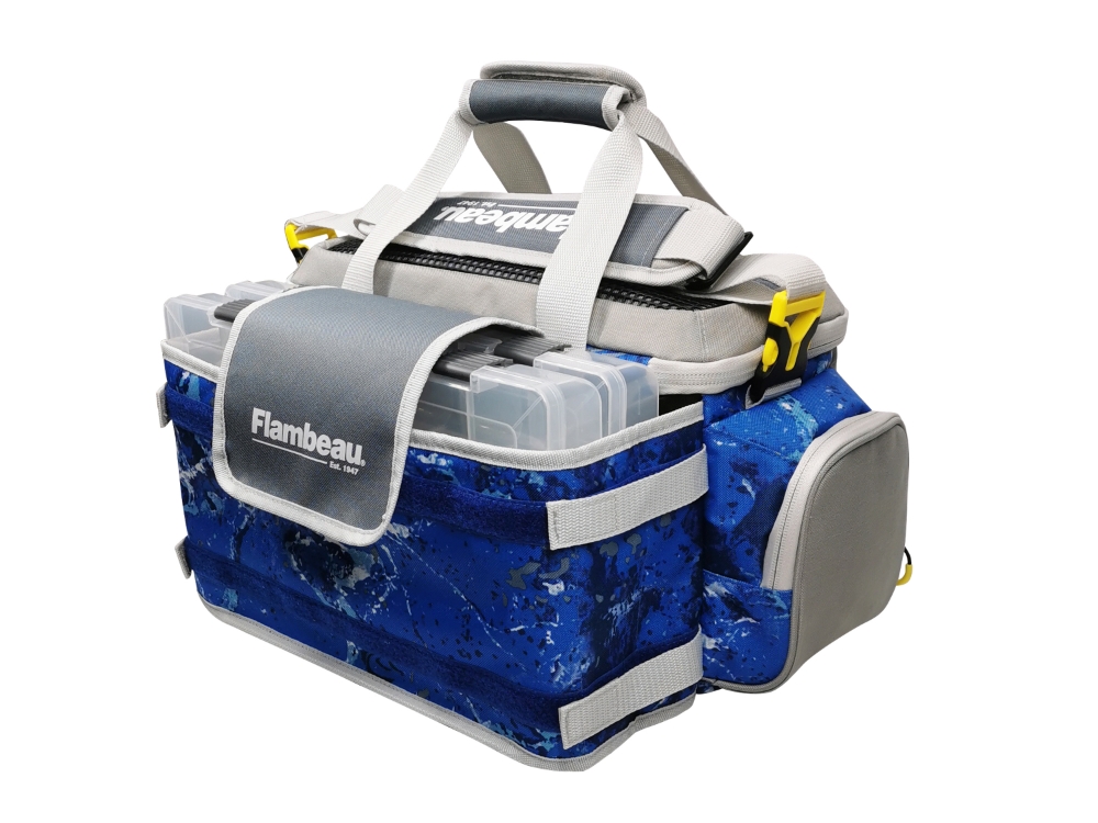 co angler tackle bag Armour Waterproof Fishing Lure Waterloo Rods isolated bottom compartment separates wet and dry gear Catch Co Mystery Tackle Box