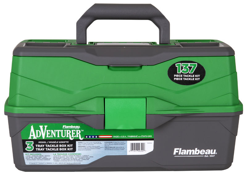 Adventurer 3-Tray 137-Piece Tackle Box Kit - front closed