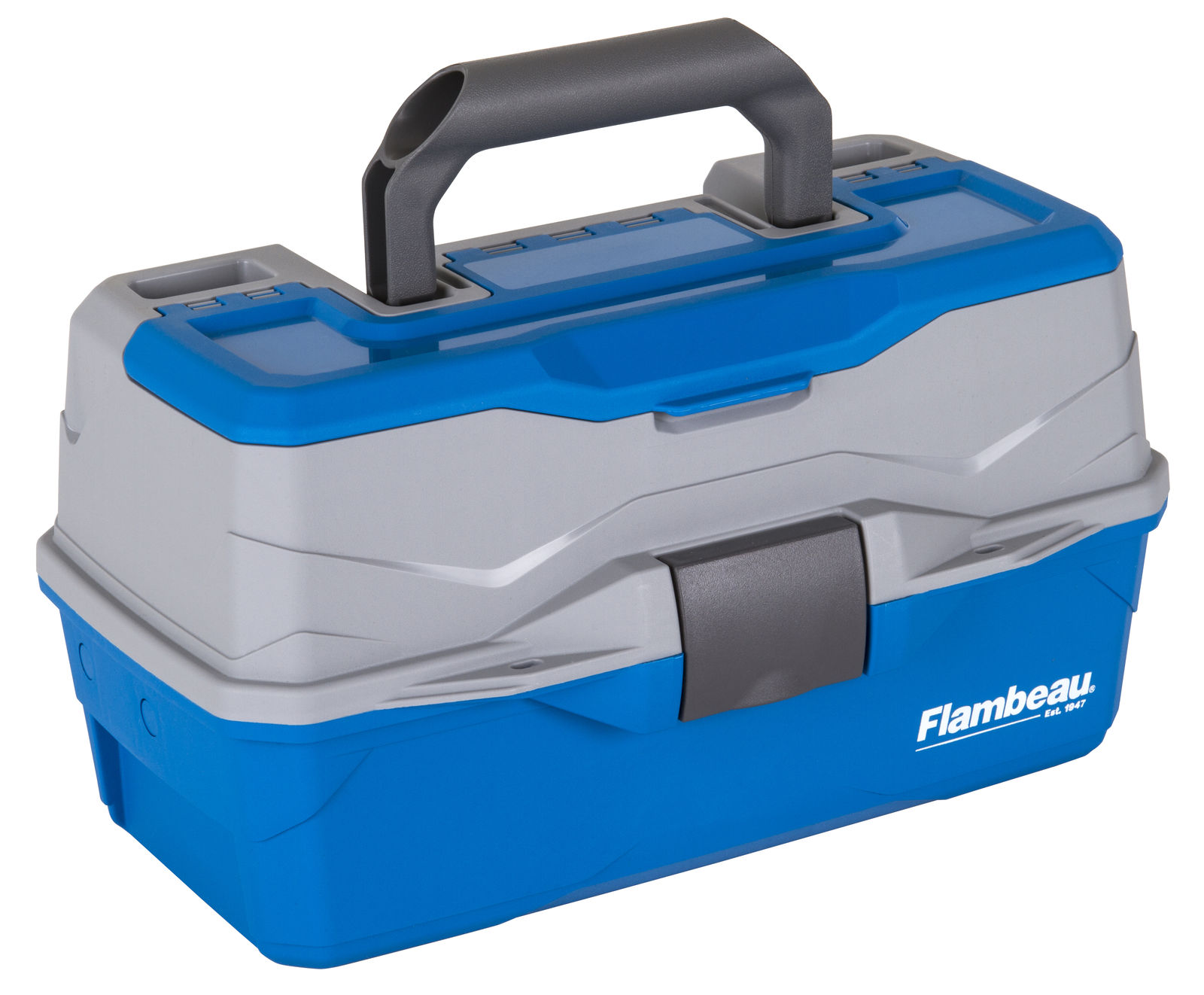 flambeau outdoors musky tackle box T5P Pro Multiloader Box, 7 Tuff Tainers, Blue Gold The Flambeau T4 Multiloader Tackle Box has a flip top lid that offers 6 quick access storage compartments Adventure 2-Tray 137-Piece Tackle Box