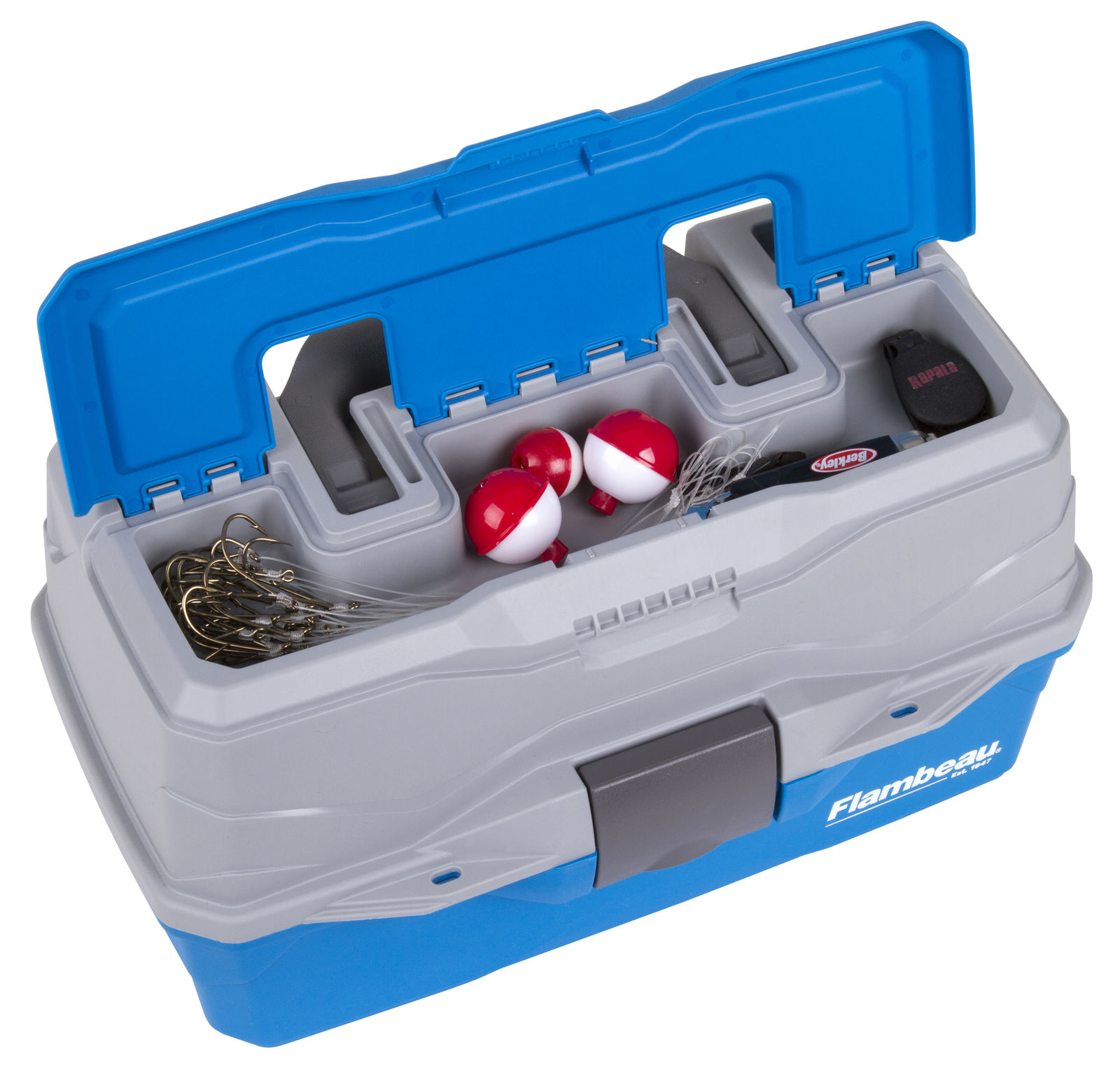 flambeau outdoors musky tackle box MAXIMIZER The iconic product line now upgraded features a top entrance bulk storage compartment for full access without compromise to tools and gear Adventurer 1-Tray 89-Piece Tackle Box