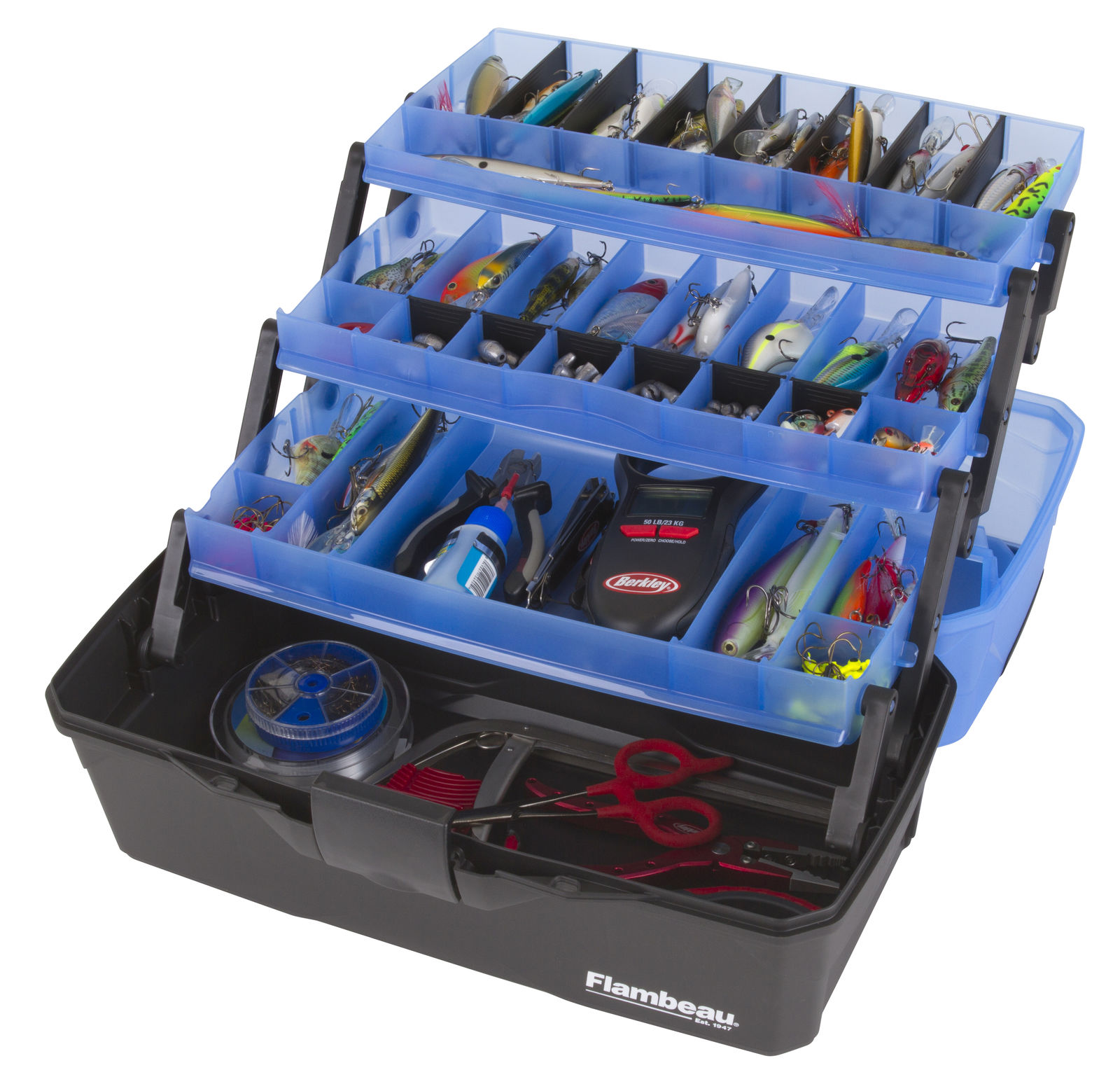 flambeau outdoor 6383 classic 3-tray tackle box Outdoors Box, 32 Compartments, Frost Green top lid Flambeau Classic Series 3 Tray