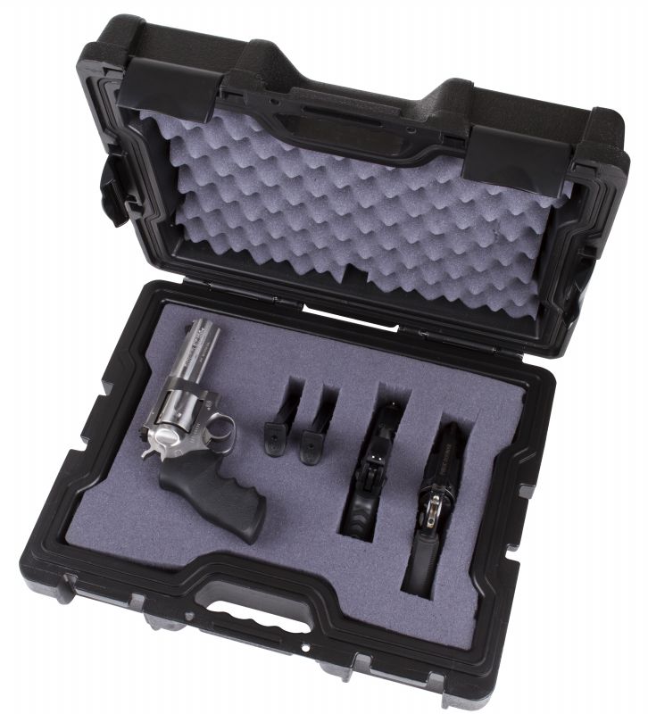 Double Wall Safe Shot Magnum Double Deep Pistol Case open with pistol