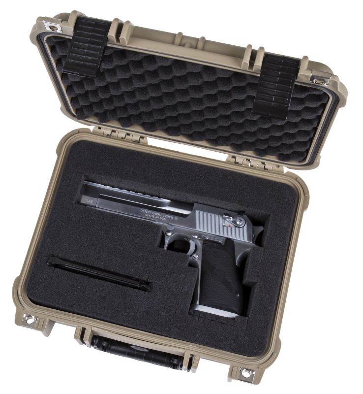 HD Series Pistol Case - Medium - Desert Tan - open with pistol