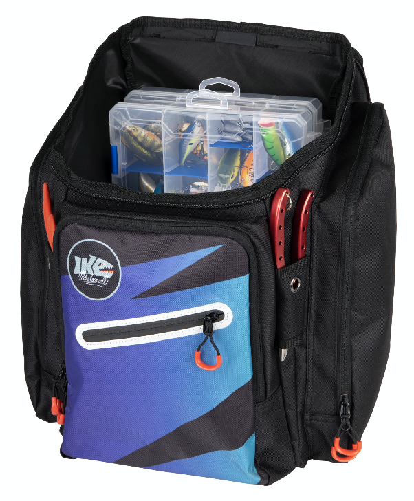 flambeau backpack tackle box IKE Ritual 50 Red/Grey This tackle box also has an ample open compartment for larger tackle storage needs. Flambeau Outdoors IKE Ritual 50