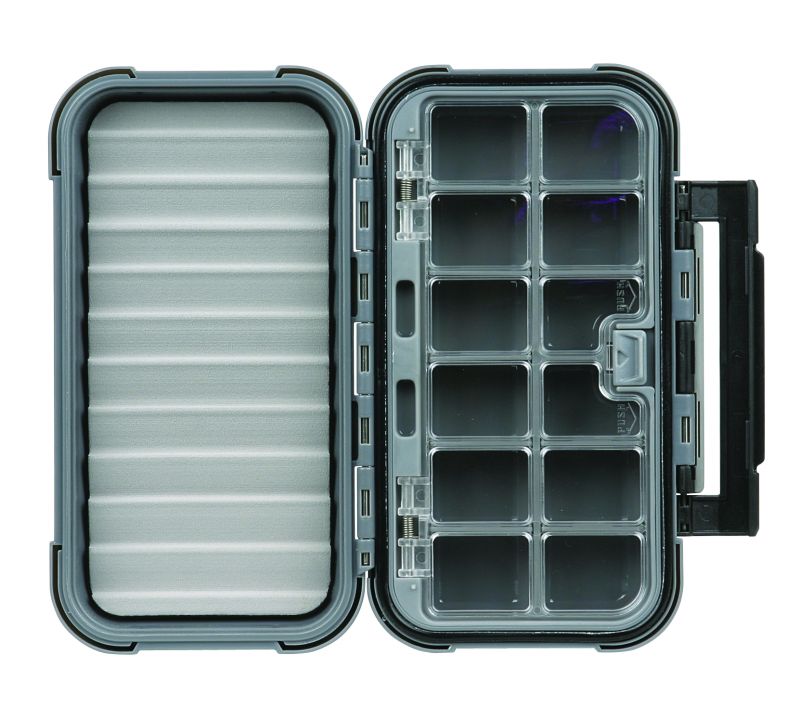 12-Compartment Plastic Fly Box with Foam Dividers 