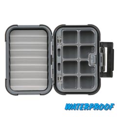 Medium Blue Ribbon Waterproof Fly Box - Ripple Foam & (8) Compartments - open